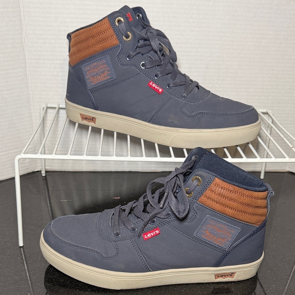 Levi's Men's Liam Pin Perf Fashion High-Top Sneakers 9.5 Blue